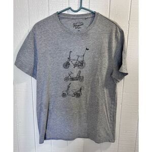 Penguin Scooter Large Gray T-shirt Motorcycle Bicycle Go Cart Vespa Honda Bike
